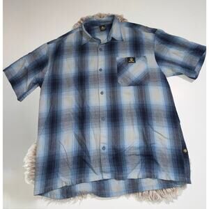 Lowrider men’s blue plaid button shirt